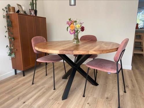 Teak houten eettafel 130cm, Huis en Inrichting, Tafels | Eettafels, Zo goed als nieuw, 100 tot 150 cm, 100 tot 150 cm, Rond, Teakhout
