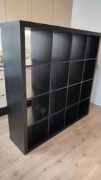 Ikea vakkenkast Kallax zwart bruin 4x4 16 vakken, Huis en Inrichting, Kasten | Overige, Ophalen, Gebruikt