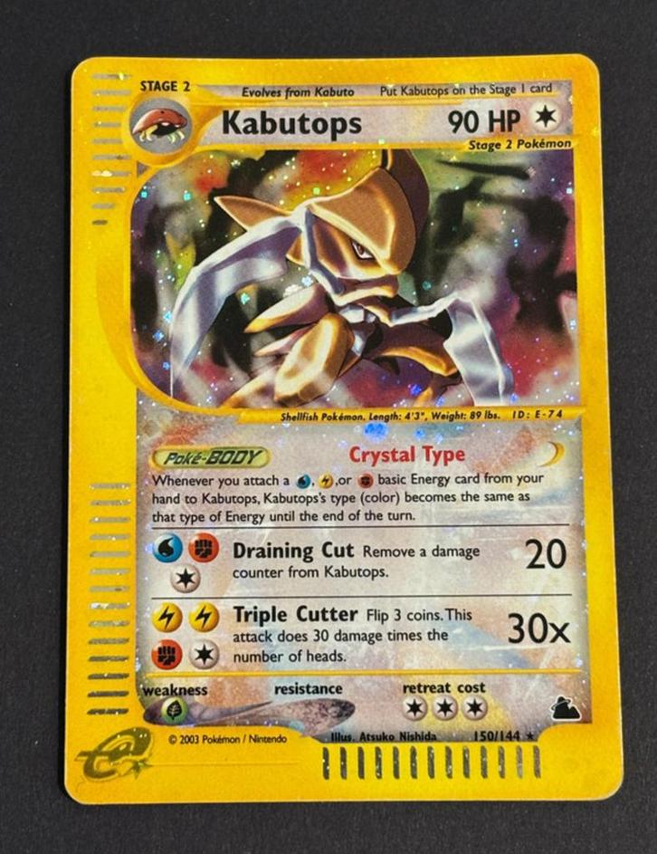 Kabutops 150/144 Skyridge Crystal Holo - Secret Rare, Hobby en Vrije tijd, Verzamelkaartspellen | Pokémon, Gebruikt, Losse kaart