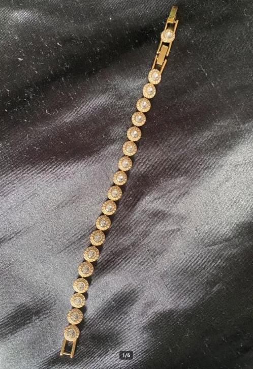 SWAROVSKI Angelic Tennis Armband (Lengte: 16.50 cm), Sieraden, Tassen en Uiterlijk, Armbanden, Gebruikt, Staal, Goud, Met kristal