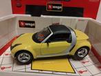 Smart Roadster yellow Bburago metal 1:18 KRD, Hobby en Vrije tijd, Modelauto's | 1:18, Ophalen of Verzenden, Zo goed als nieuw