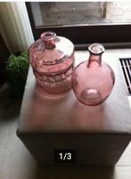 Set moderne vazen mica glas rose br22+20+H30cm, Overige kleuren, Ophalen of Verzenden, Minder dan 50 cm, Glas