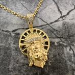 18 karaat gouden ketting met hanger jezus gezicht, Ophalen of Verzenden, Zo goed als nieuw, Goud