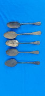 Bodemvondst 5 TINNEN LEPELS, Antiek en Kunst, Ophalen of Verzenden