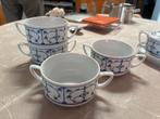 Blauw Saks Soepkommen met Schotels - 4 stuks, Huis en Inrichting, Keuken | Servies, Ophalen, Gebruikt, Kom(men), Overige stijlen