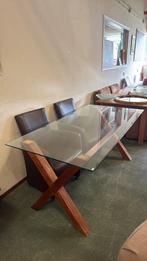 Glazen eettafel 180 cm, 90 cm hoogte: 80,5  (artikel 11), Ophalen, 50 tot 100 cm, Zo goed als nieuw, Vijf personen of meer