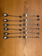 Verzilverde theelepeltjes en gebaksvorkjes set 12stuks, Antiek en Kunst, Curiosa en Brocante, Ophalen of Verzenden
