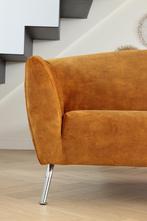 Gelderland 6250 3-zits velours goud, Driepersoons, 75 tot 100 cm, Zo goed als nieuw, Rechte bank