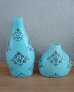 Vazen lichtblauw met print, Huis en Inrichting, Woonaccessoires | Vazen, Steen, Blauw, Ophalen of Verzenden, Zo goed als nieuw
