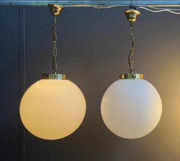 60 jaren Kamenický Šenov 2x hang lamp grote wit glazen bol beschikbaar voor biedingen