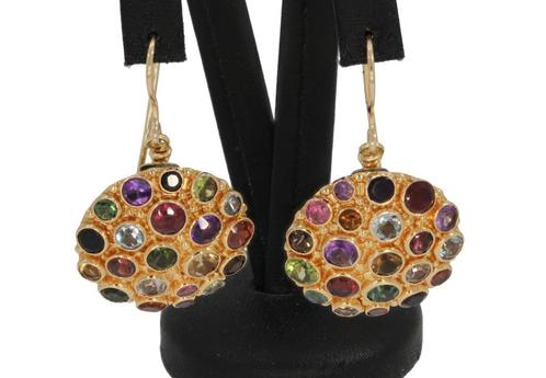 Edelsteen luxe 14k gouden oorbellen amethist topaas spinel, Sieraden, Tassen en Uiterlijk, Oorbellen, Zo goed als nieuw, Hangers