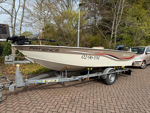 Monark Scorpion 1601 aluminium visboot, Watersport en Boten, Vis- en Consoleboten, Zo goed als nieuw, 3 tot 6 meter, Benzine, Buitenboordmotor
