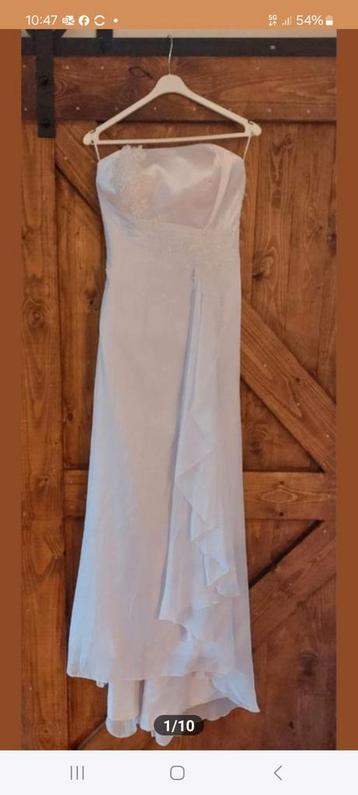 Strapless witte A-lijn trouwjurk maat 10 (36/38) corset beschikbaar voor biedingen