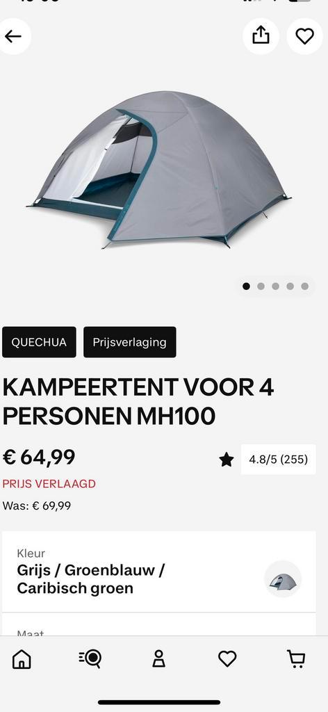 Quechua 4 persoons koepeltent, Caravans en Kamperen, Tenten, tot en met 4, Nieuw, Ophalen of Verzenden
