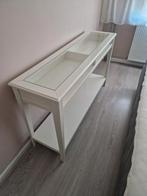 Stijlvolle bijzettafel met glazen blad, Ophalen, 100 tot 150 cm, Zo goed als nieuw, Glas