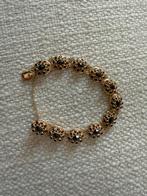 Vintage Gouden Armband met Granaat, Ophalen of Verzenden, Goud, Goud, Met edelsteen