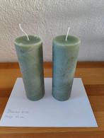 Kaarsen groen (2 stuks), Ophalen of Verzenden, Zo goed als nieuw, Overige materialen, Minder dan 25 cm