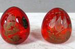 2 Farbege Rusland  rood glazen eieren  met een schip, Antiek en Kunst, Antiek | Glas en Kristal, Verzenden