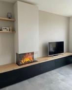 tv meubel inclusief elektrische haard, Landelijk modern, Nieuw, 200 cm of meer, Eikenhout