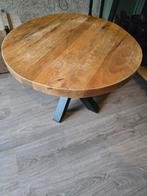 Salon tafel dik hout met driepoot 60 in het rond 42 hoog, Huis en Inrichting, Tafels | Eettafels, Ophalen, Rond, 50 tot 100 cm
