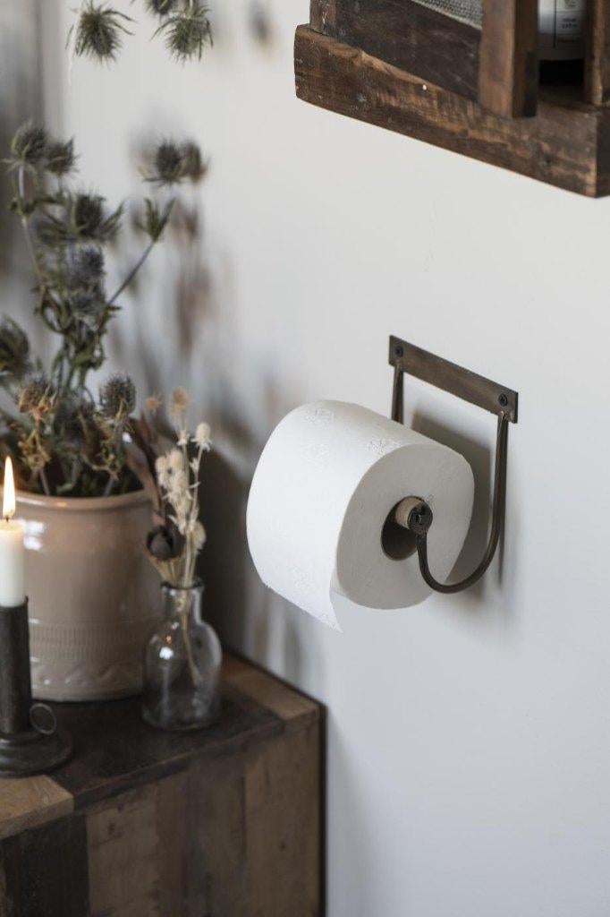 Toiletrolhouder Houten Roll - Black - Landelijk-stoer-sober, Huis en Inrichting, Badkamer | Badtextiel en Accessoires, Nieuw, Overige typen