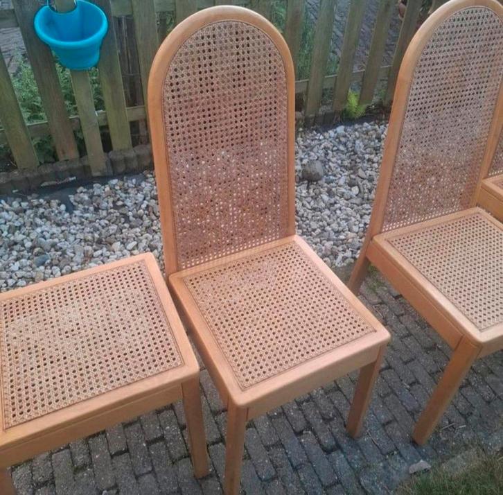 Vintage rotan bijenkorf stoelen, Huis en Inrichting, Stoelen, Gebruikt, Bruin, Ophalen