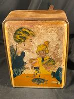 Oude blikken spaarpot, Gebruikt, Ophalen of Verzenden, X, Overige munten