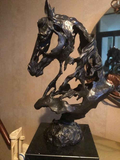 bronzen abstract paarden hoofd buste beeld horse, Antiek en Kunst, Kunst | Beelden en Houtsnijwerken, Ophalen of Verzenden