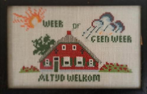 Origineel borduurwerk schilderijtje, Huis en Inrichting, Woonaccessoires | Wanddecoraties, Zo goed als nieuw, Ophalen of Verzenden