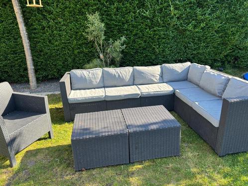 Compleet net tuinset, Tuin en Terras, Tuinsets en Loungesets, Gebruikt, Loungeset, Kunststof, 7 zitplaatsen, Bank, Ophalen
