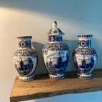 T Delfts bleau Vazen Set - Molens & Bloemen Motief, Antiek en Kunst, Ophalen of Verzenden