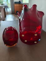 Glazen Vouwvaas + Waxinelicht - Gaaf!, Huis en Inrichting, Ophalen of Verzenden, Minder dan 50 cm, Rood, Glas