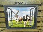 Tuinposter doorkijk koeien, molen 120x80cm NIEUW, Ophalen of Verzenden, Nieuw