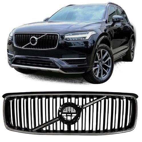 Grill Hoogglans Zwart Chrome Voor Volvo XC90 II Vanaf 2015 t, Auto diversen, Tuning en Styling, Verzenden