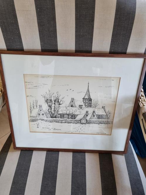 Ets van C Hoffman,79 N.H kerkje te Berlicum +/-1800, Antiek en Kunst, Kunst | Etsen en Gravures, Ophalen of Verzenden