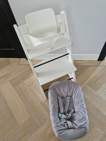 Witte stokke tripp trapp / trip trap + babyset en newborn  beschikbaar voor biedingen