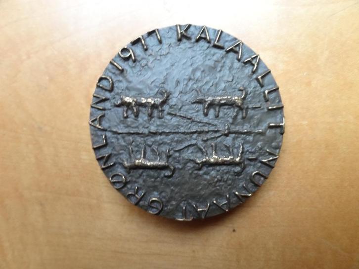 Bronzen penning NUNAAT KALAALLIT Groenland 1977,, Antiek en Kunst, Kunst | Beelden en Houtsnijwerken, Verzenden