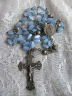 Oude Rozenkrans - Blauw Parelmoer Kleurige Kralen, Verzamelen, Verzenden, Gebruikt, Sieraad, Christendom | Katholiek