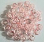 Roze cracklé glas kralen 1 cm, Verzenden, Nieuw, Kraal