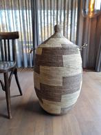 Afrikaanse wasmand bruin handgemaakt zeegras senegal, Ophalen of Verzenden, Nieuw, Rond, Riet