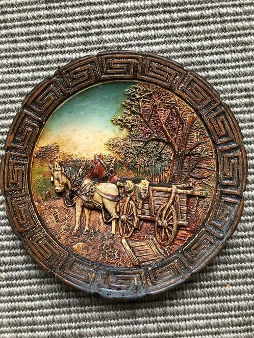 Antieke decoratieborden paardentafereel, Antiek en Kunst, Curiosa en Brocante, Ophalen