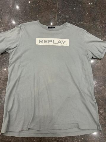 Replay T-shirt Logo – Grijs – Maat L beschikbaar voor biedingen