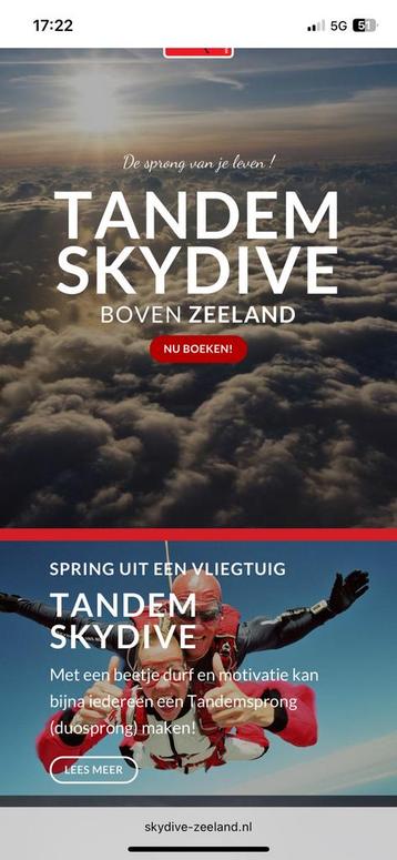 1x tandem parachutesprong 13.000ft Zeeland incl foto/video beschikbaar voor biedingen