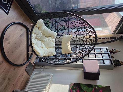 Hangstoel Swing met Standaard, Huis en Inrichting, Stoelen, Zo goed als nieuw, Eén, Metaal, Riet of Rotan, Zwart, Ophalen