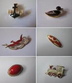 Diverse vintage broches / emaille anker trein eend vogel, Ophalen, Overige materialen, 4 tot 7 cm, Zo goed als nieuw