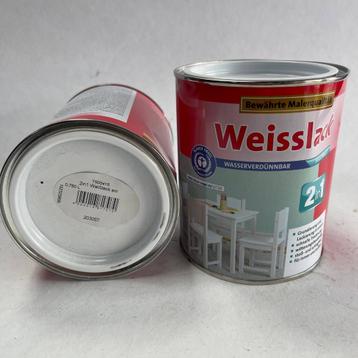 Weisslack Lak Verf Wit 2 in 1 Zijdemat Waterbasis 750ml beschikbaar voor biedingen