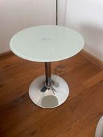 Rond Bijzettafeltje met Glazen Blad, Huis en Inrichting, Tafels | Bijzettafels, Minder dan 55 cm, Rond, Ophalen, 45 tot 60 cm