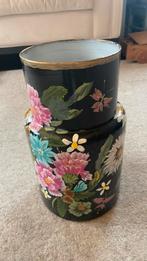 Handbeschilderde bloemenvaas, Zwart, Ophalen of Verzenden, Minder dan 50 cm, Glas