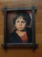 Oud schilderijtje, sprekend (huilend) jongetje,, Minder dan 50 cm, Minder dan 50 cm, Schilderij, Gebruikt