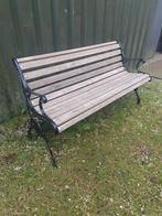 smeedijzeren tuinbank met hardhouten latten., Ophalen, Hout